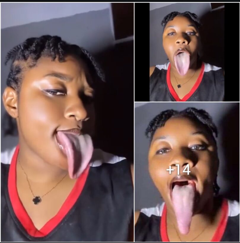 Nigerian lady sparks reactions online as she shows off her very long tongue