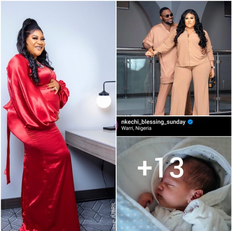 Nkechi Blessing announces the birth of her first child with younger boyfriend (Photos)