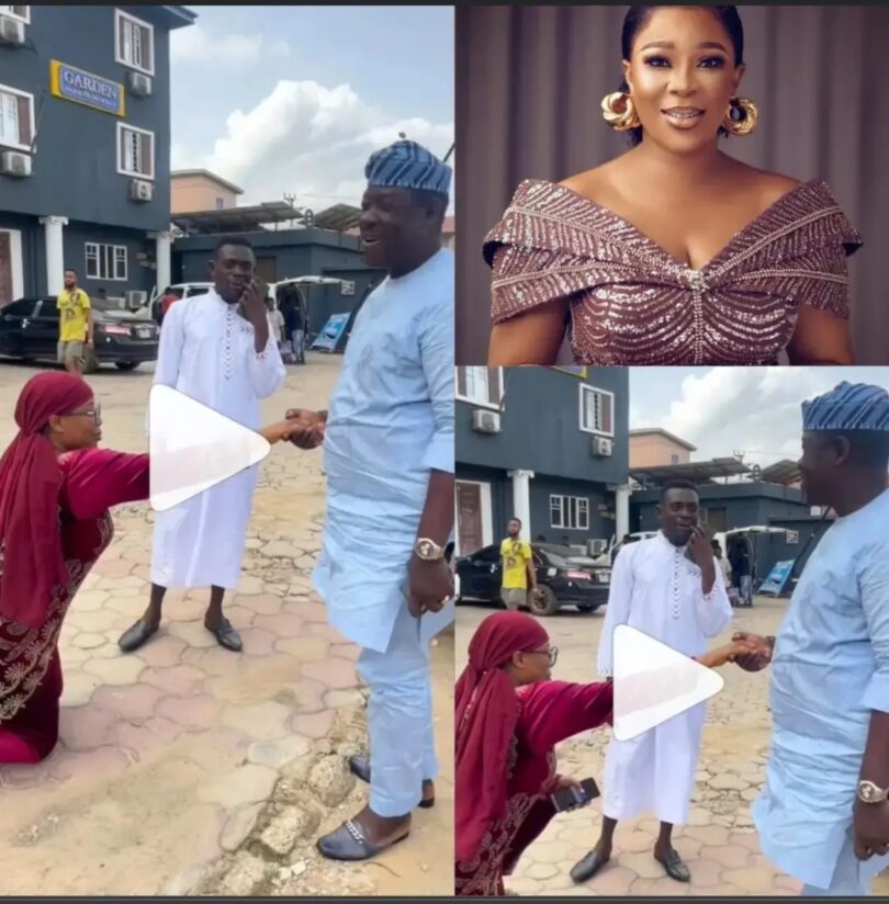 Trending Video Of Segun Ogungbe And Omowunmi Ajiboye As They Reunite On Movie Set (Video)