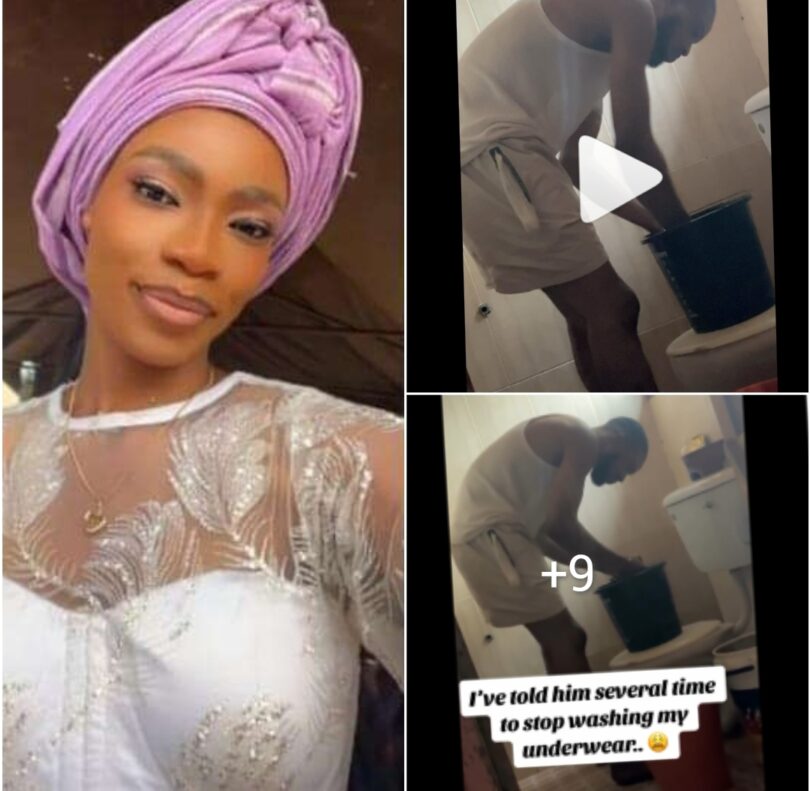 Nigerian lady appreciates her man as she shares a video of him washing her underwear (Video)